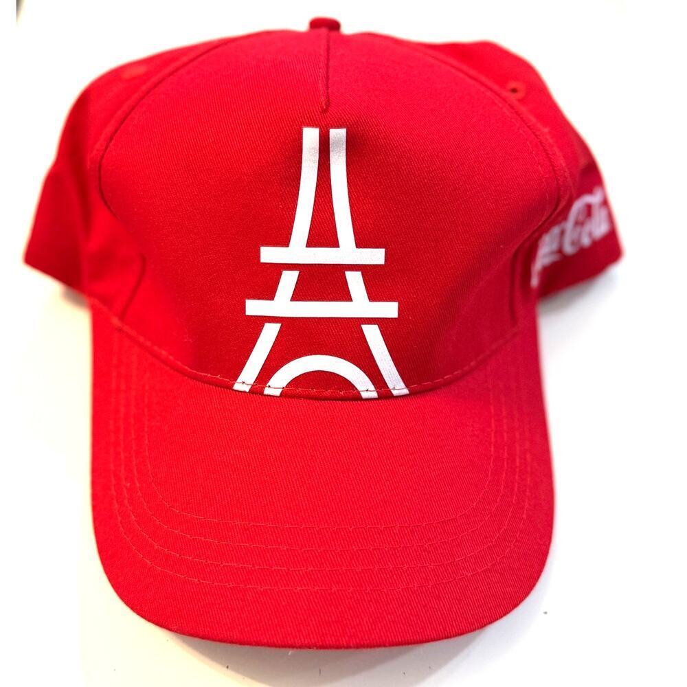 Olympics Paris‎ 2024 Hat Red Eiffel Tower Logo Official Sponsor Coca Cola
